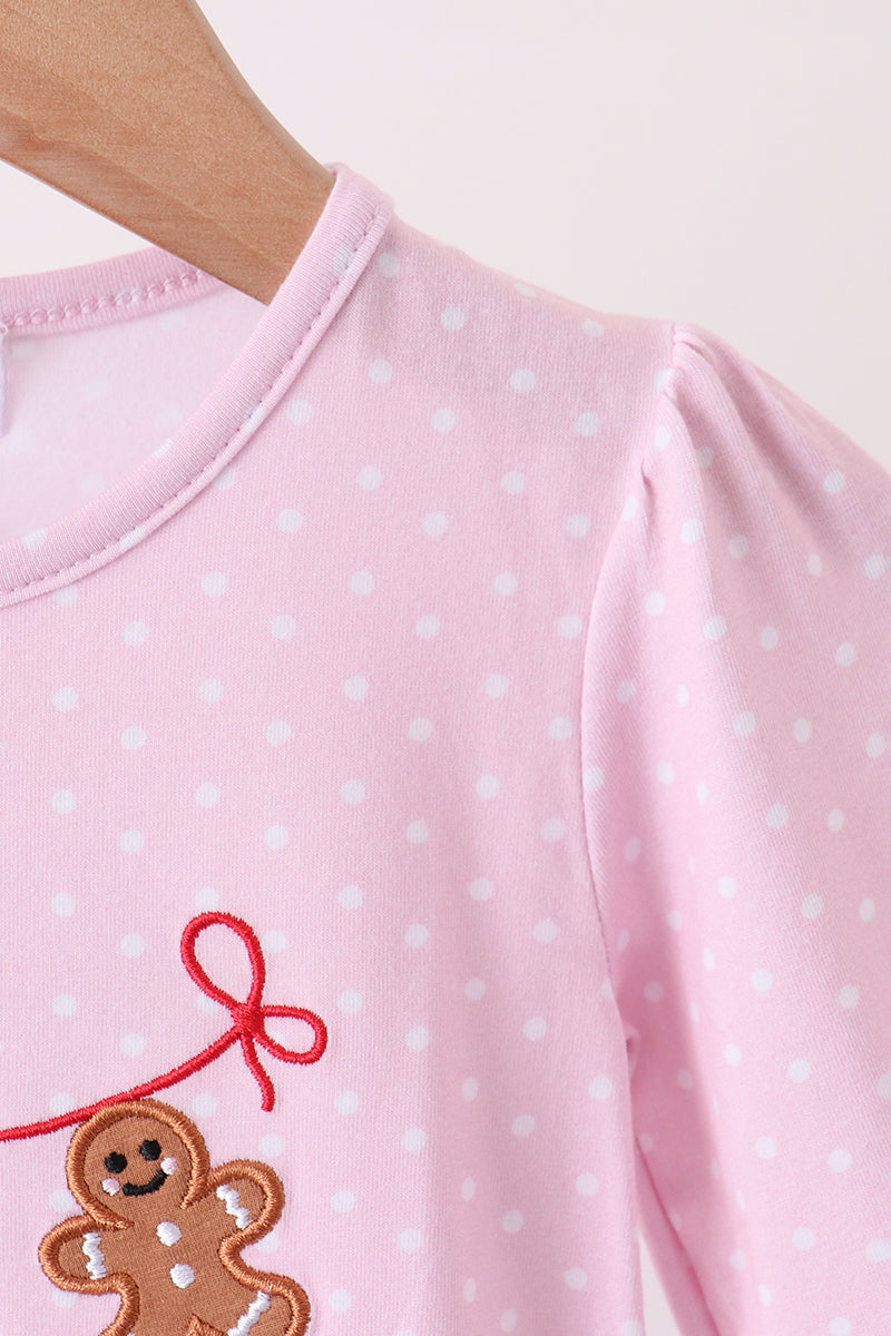 Gingerbread embroidery romper