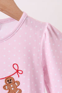 Gingerbread embroidery romper