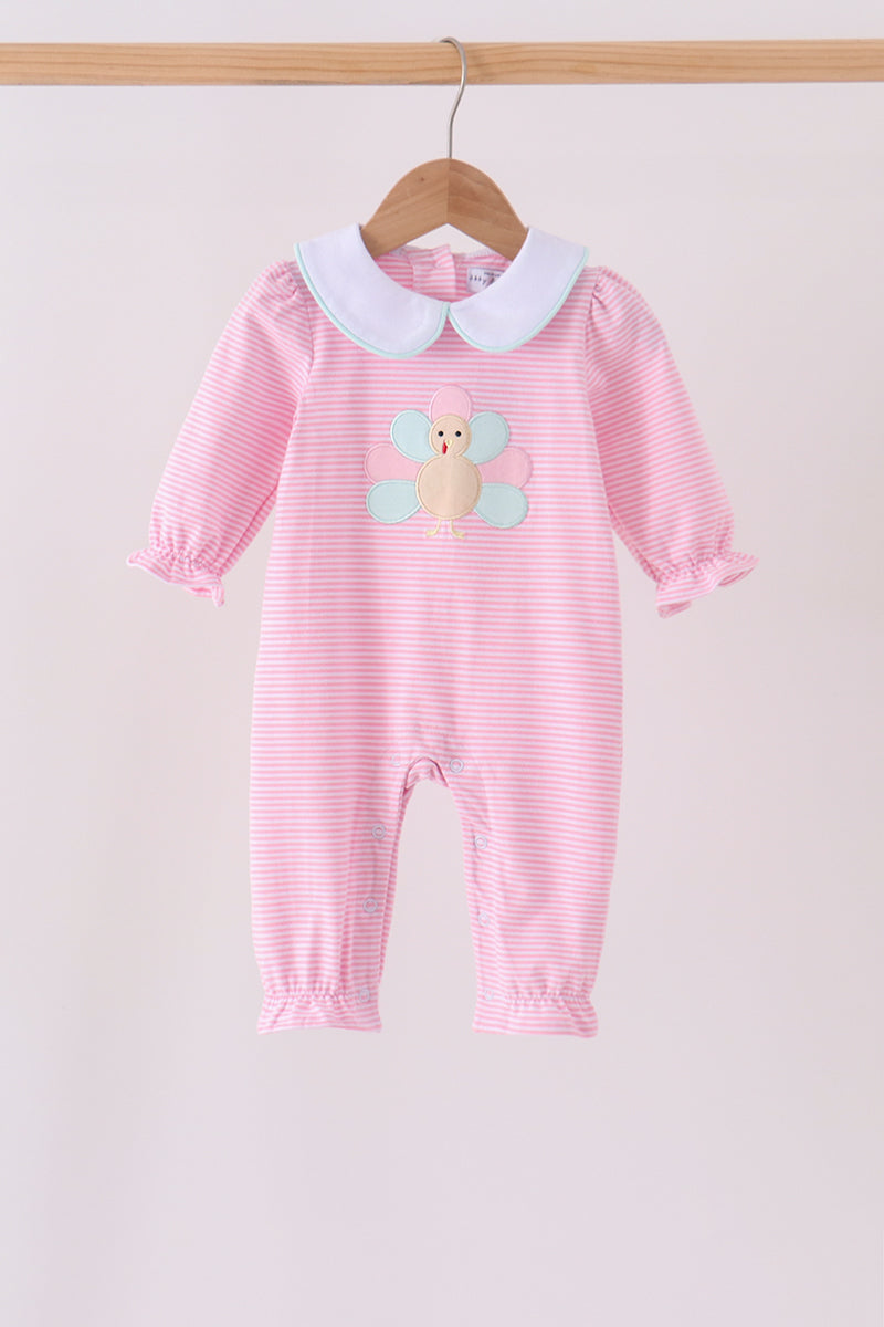 Turkey embroidery stripe romper