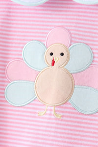 Turkey embroidery stripe romper
