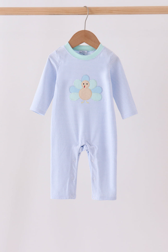 Turkey embroidery stripe romper
