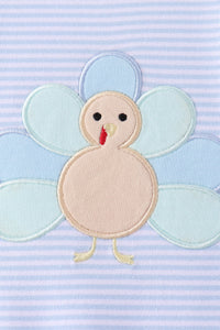 Turkey embroidery stripe romper