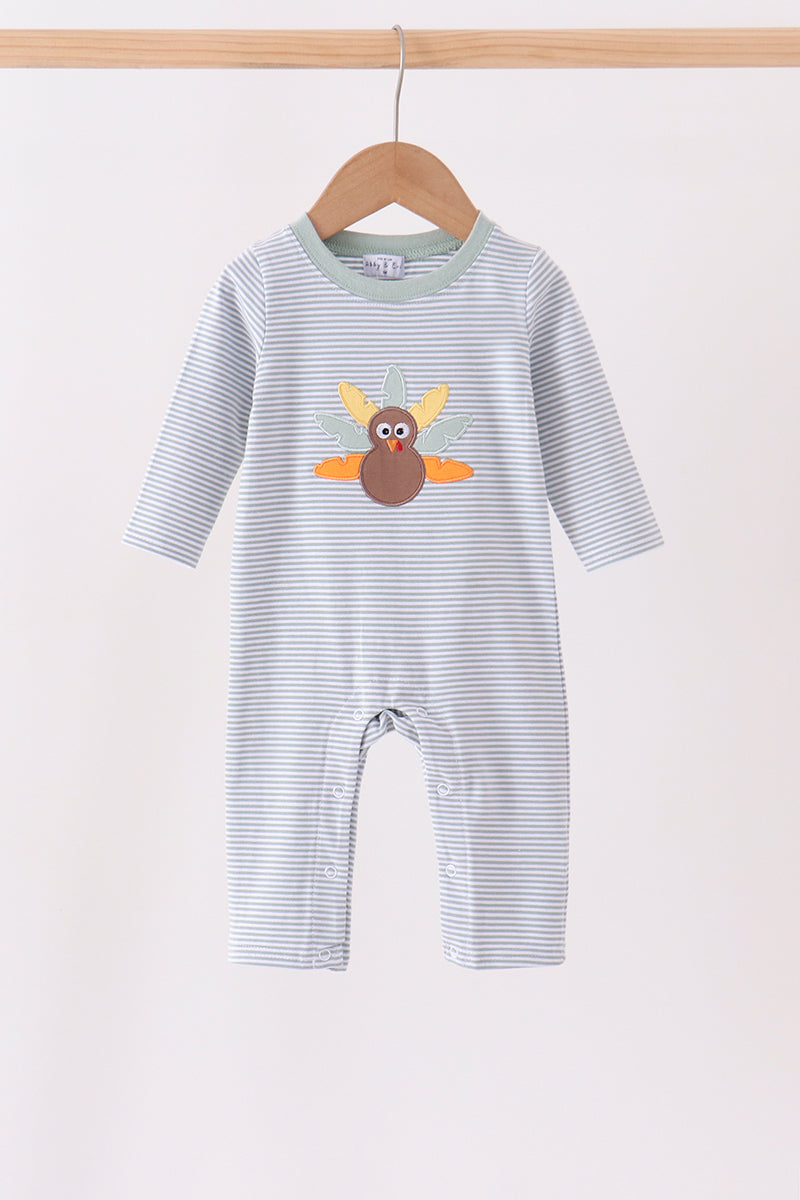 Turkey embroidery stripe romper