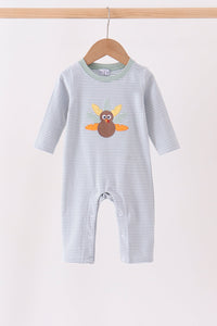 Turkey embroidery stripe romper