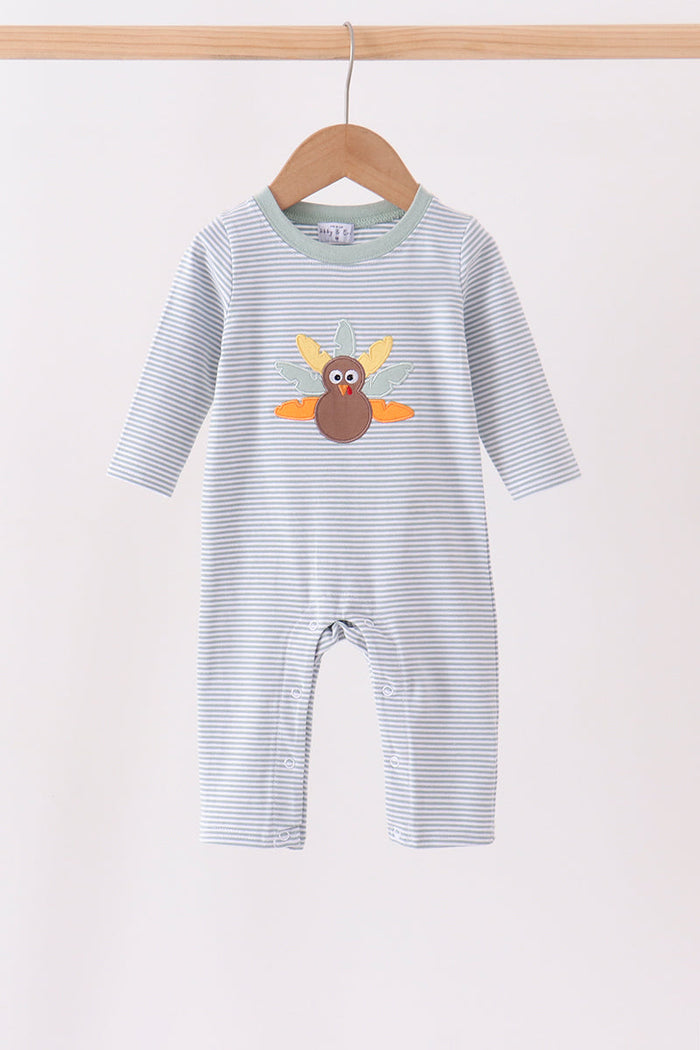Turkey embroidery stripe romper