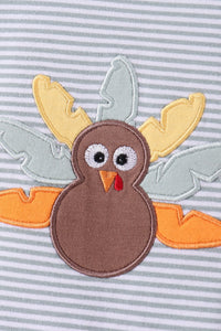 Turkey embroidery stripe romper