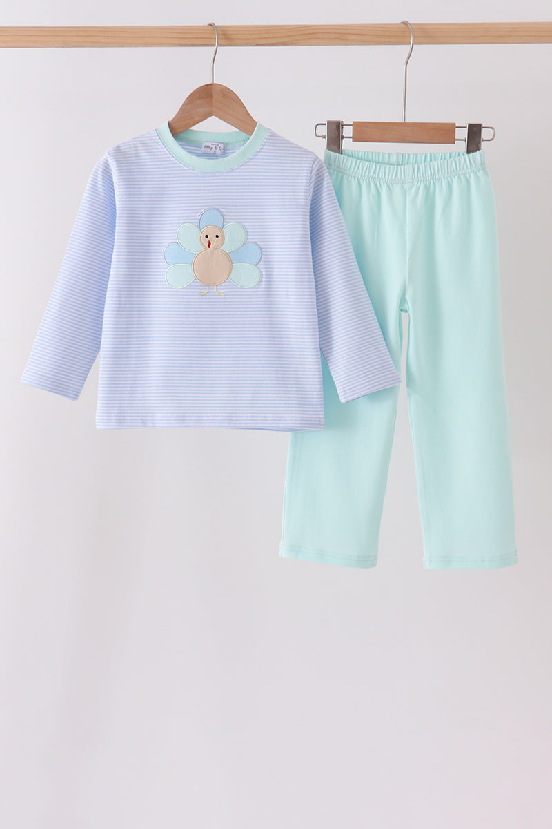 Turkey embroidery stripe pants set