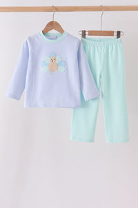 Turkey embroidery stripe pants set