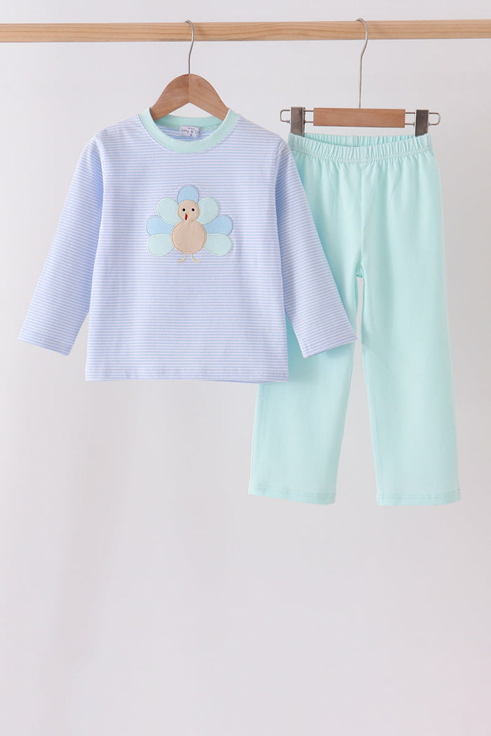 Turkey embroidery stripe pants set