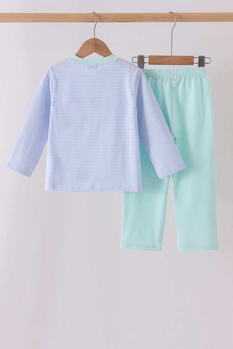 Turkey embroidery stripe pants set