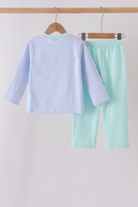 Turkey embroidery stripe pants set