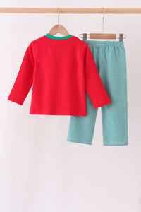 Santa embroidery pants set