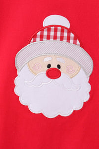 Santa embroidery scalloped pants set