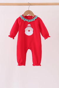 Santa embroidery ruffle romper