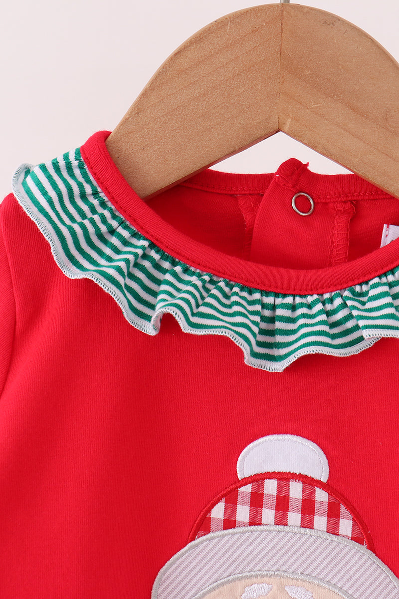 Santa embroidery ruffle romper