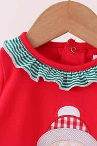 Santa embroidery ruffle romper