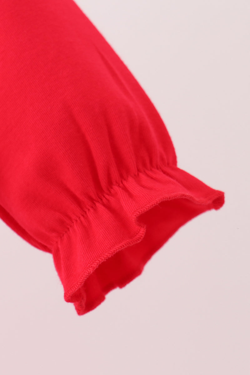 Santa embroidery ruffle romper