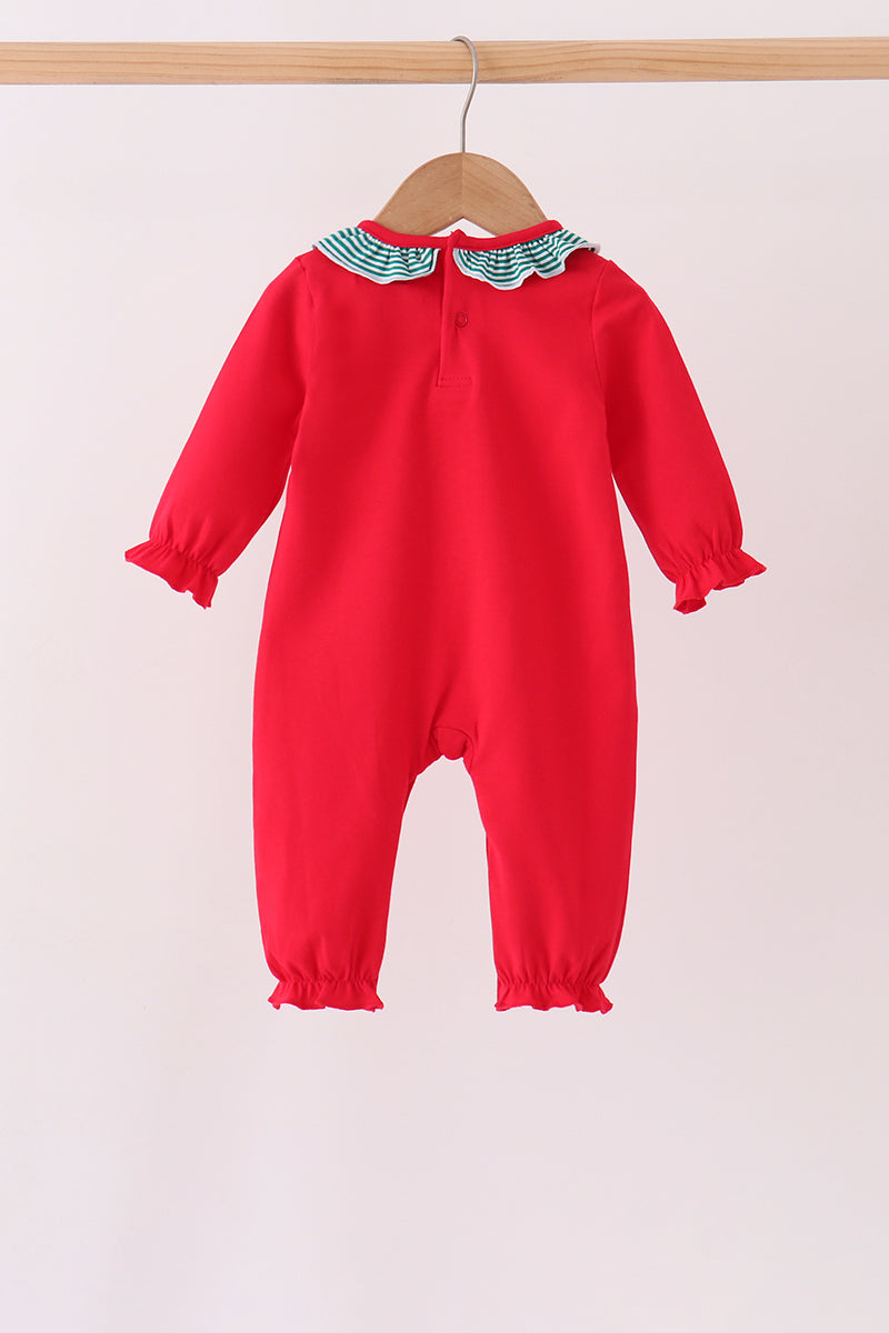 Santa embroidery ruffle romper
