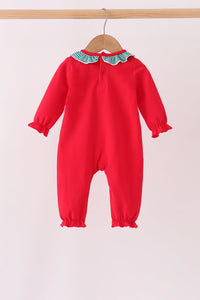 Santa embroidery ruffle romper