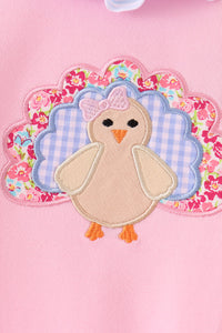 Turkey embroidery ruffle romper
