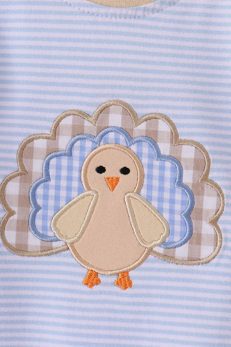 Turkey embroidery stripe romper