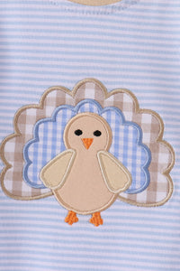 Turkey embroidery stripe romper