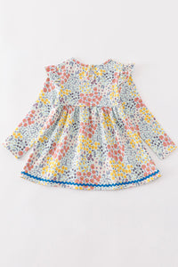 Platinum Blue Floral Print Ruffle Dress - Essential Southern Charm