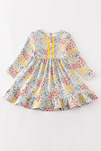 Platinum Blue Floral Print Ruffle Girl Dress - Essential Southern Charm