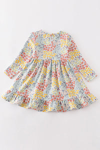 Platinum Blue Floral Print Ruffle Girl Dress - Essential Southern Charm