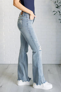 Caroline Mid Rise Control Top Distressed Flare Jeans - Essential Southern Charm