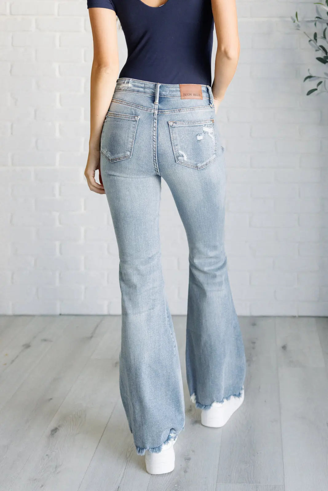 Caroline Mid Rise Control Top Distressed Flare Jeans - Essential Southern Charm