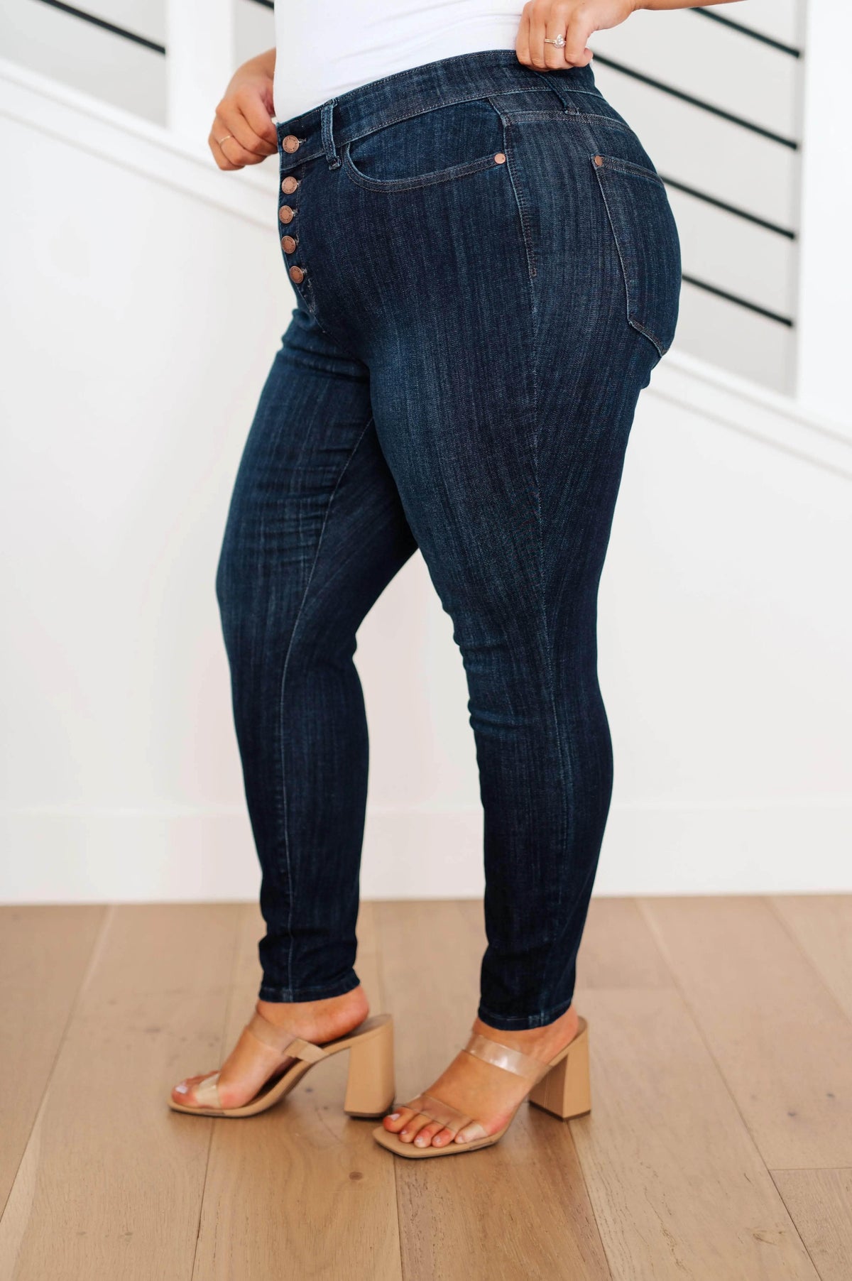 Celecia High Waist Hand Sanded Resin Skinny Jeans - Essential Southern Charm
