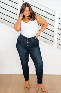 Celecia High Waist Hand Sanded Resin Skinny Jeans - Essential Southern Charm