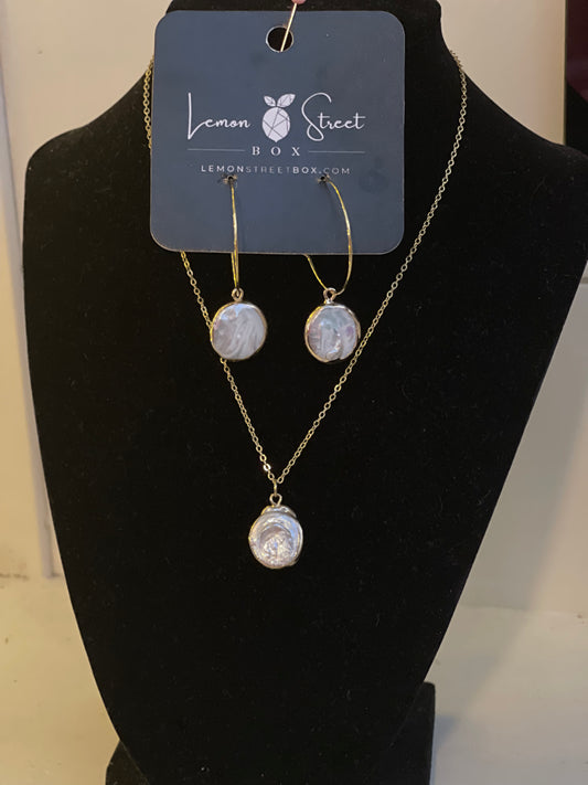 Japanese Keshi Pearl Necklace & Earrings (sold separately)