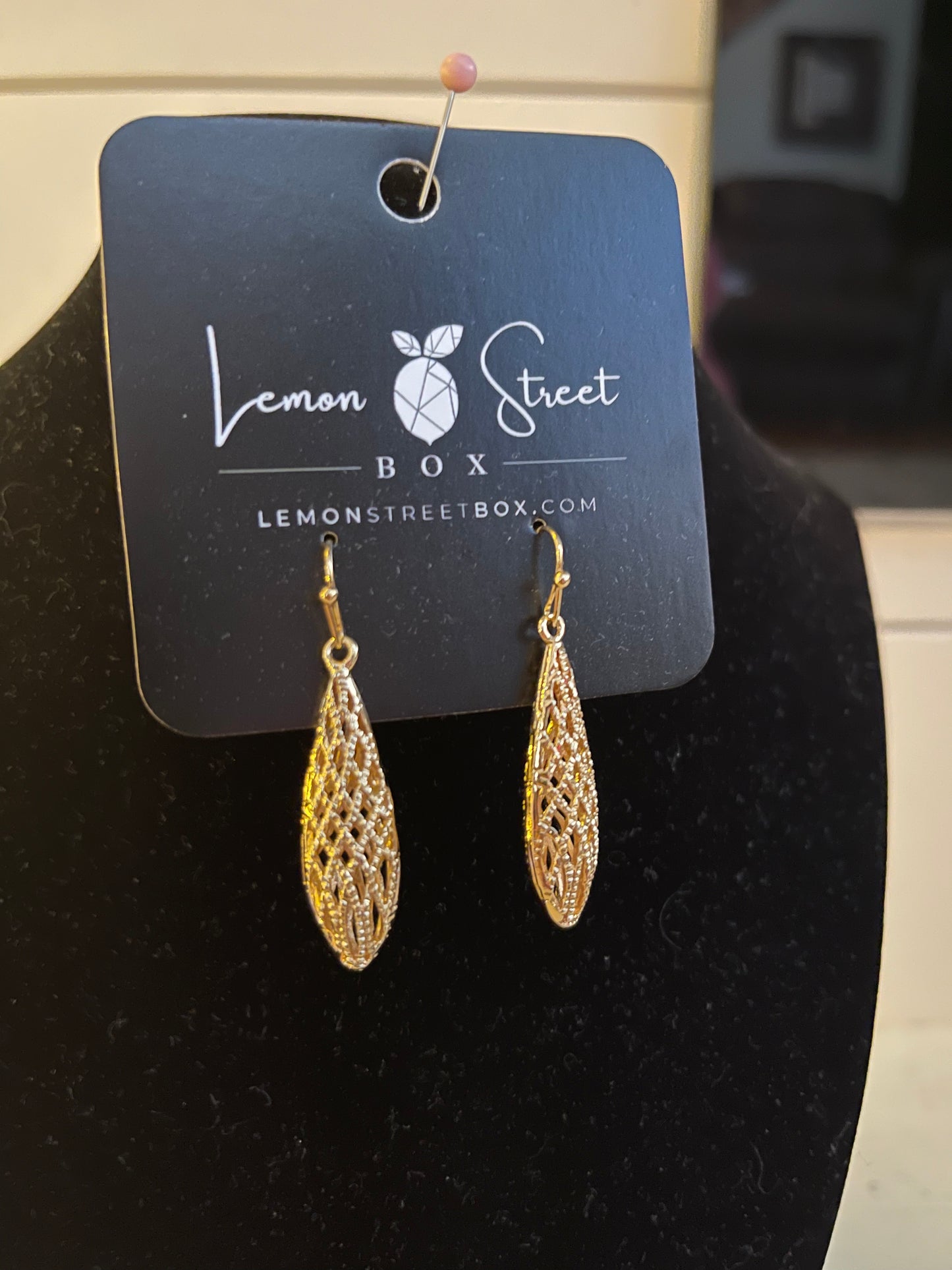 Gold Lace Teardrop Earrings