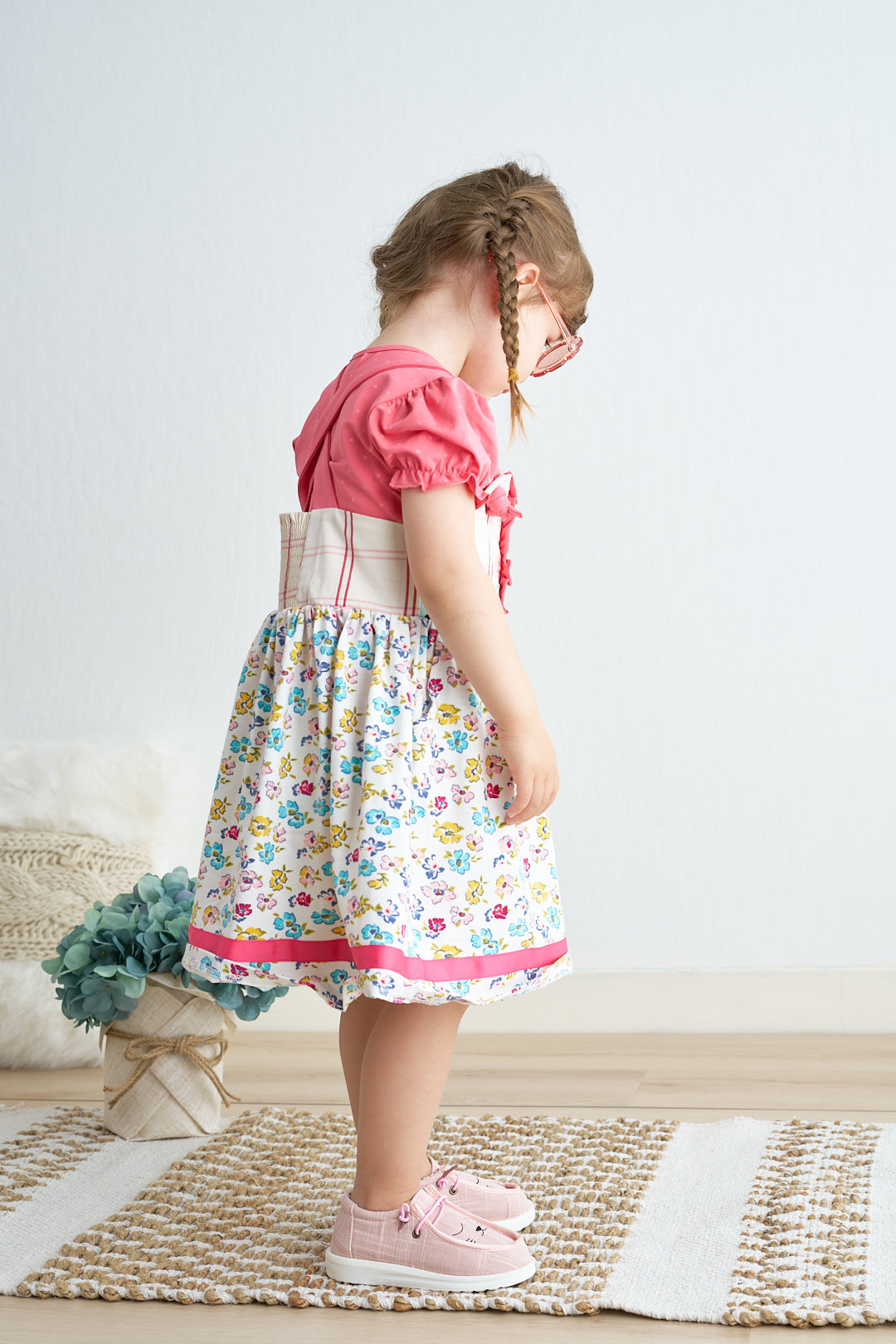 Platinum Floral Print Strap Girl Dress - Essential Southern Charm