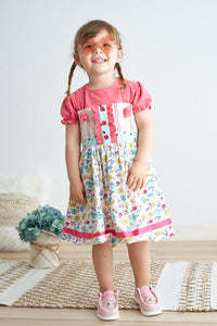 Platinum Floral Print Strap Girl Dress - Essential Southern Charm