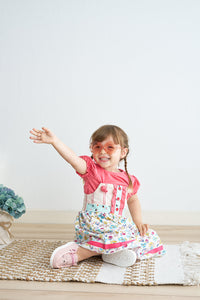 Platinum Floral Print Strap Girl Dress - Essential Southern Charm
