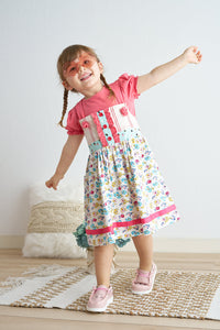 Platinum Floral Print Strap Girl Dress - Essential Southern Charm