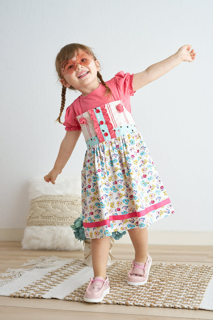 Platinum Floral Print Strap Girl Dress - Essential Southern Charm