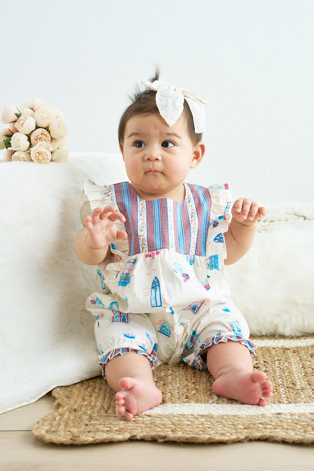 Platinum Balcony Print Baby Jumpsuit - Essential Southern Charm