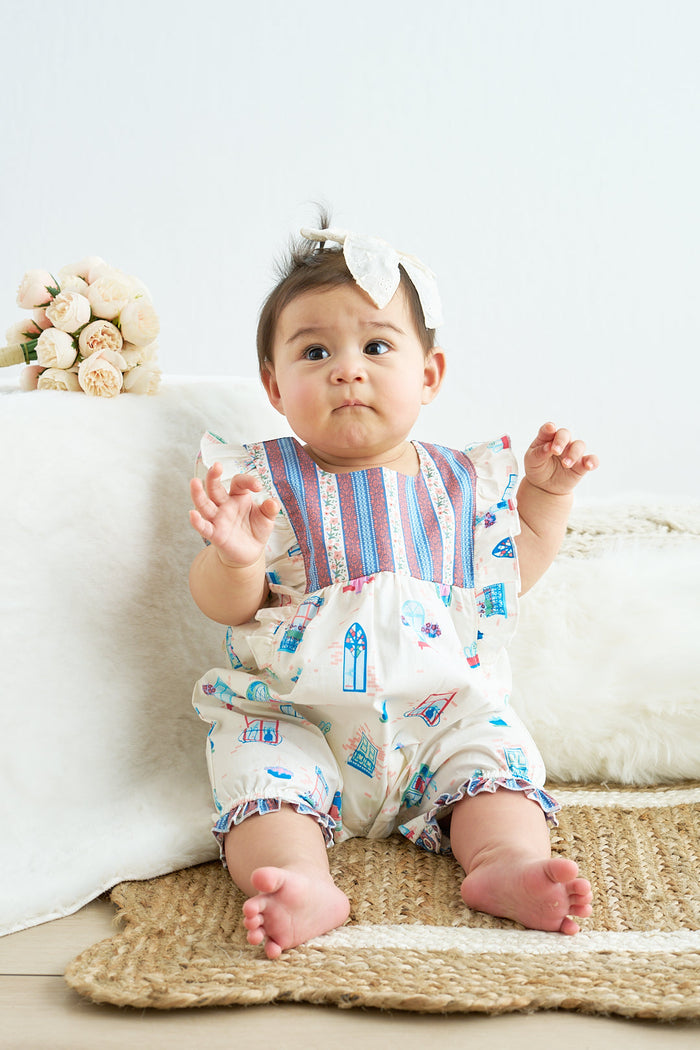 Platinum Balcony Print Baby Jumpsuit - Essential Southern Charm
