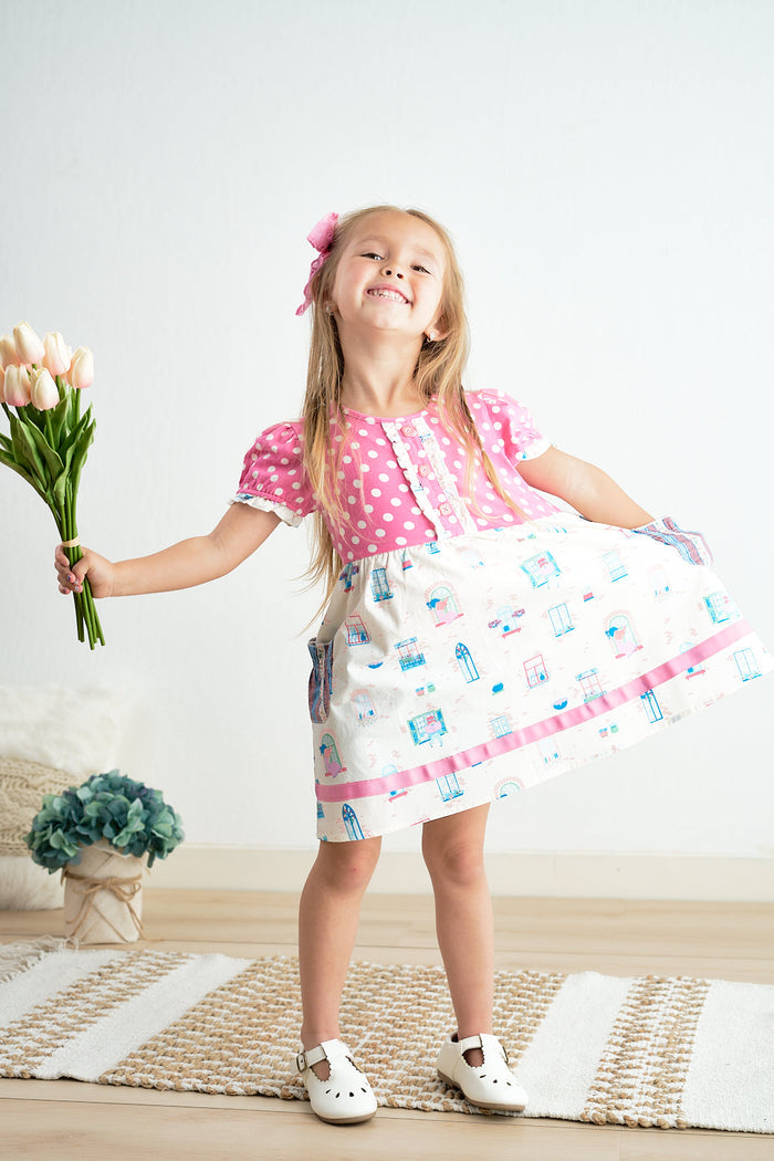 Platinum Balcony Pink Dot Dress - Essential Southern Charm