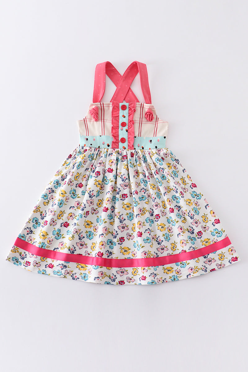 Platinum Floral Print Strap Girl Dress - Essential Southern Charm
