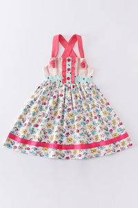 Platinum Floral Print Strap Girl Dress - Essential Southern Charm