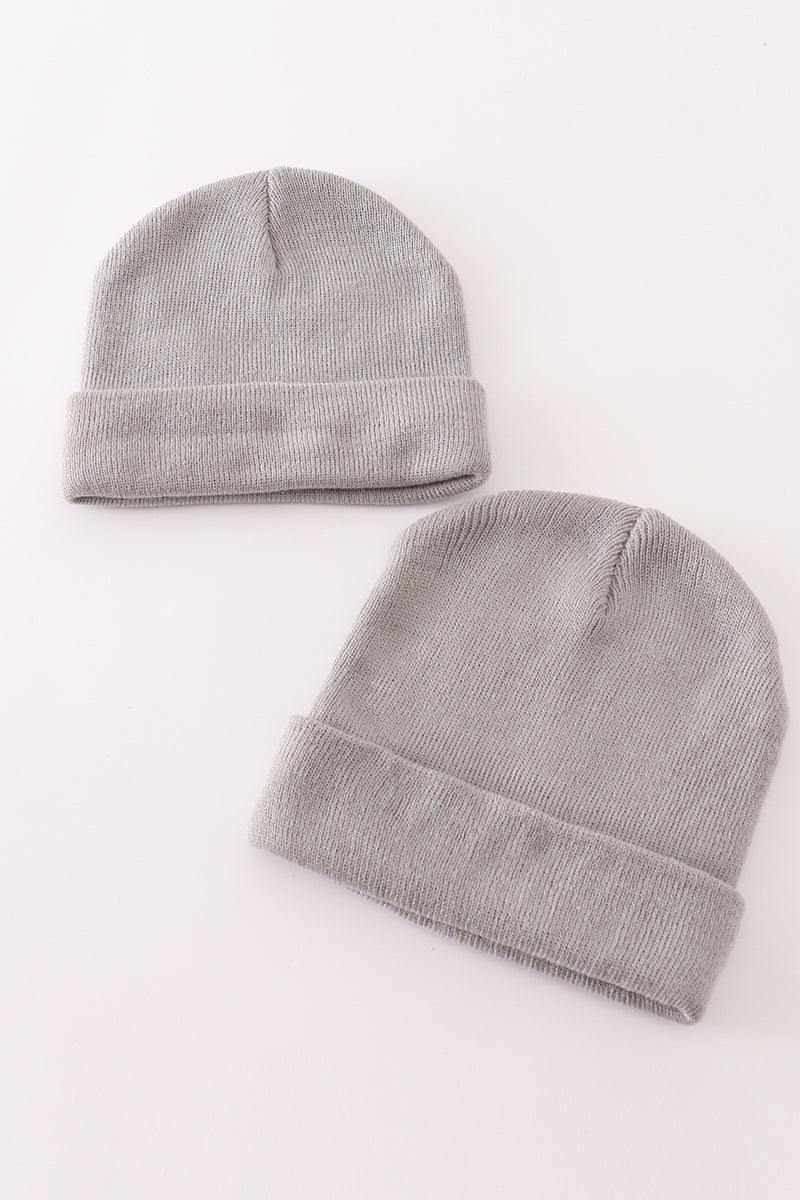 Grey Ribbed Basic Knit Beanie - Essential Southern Charm