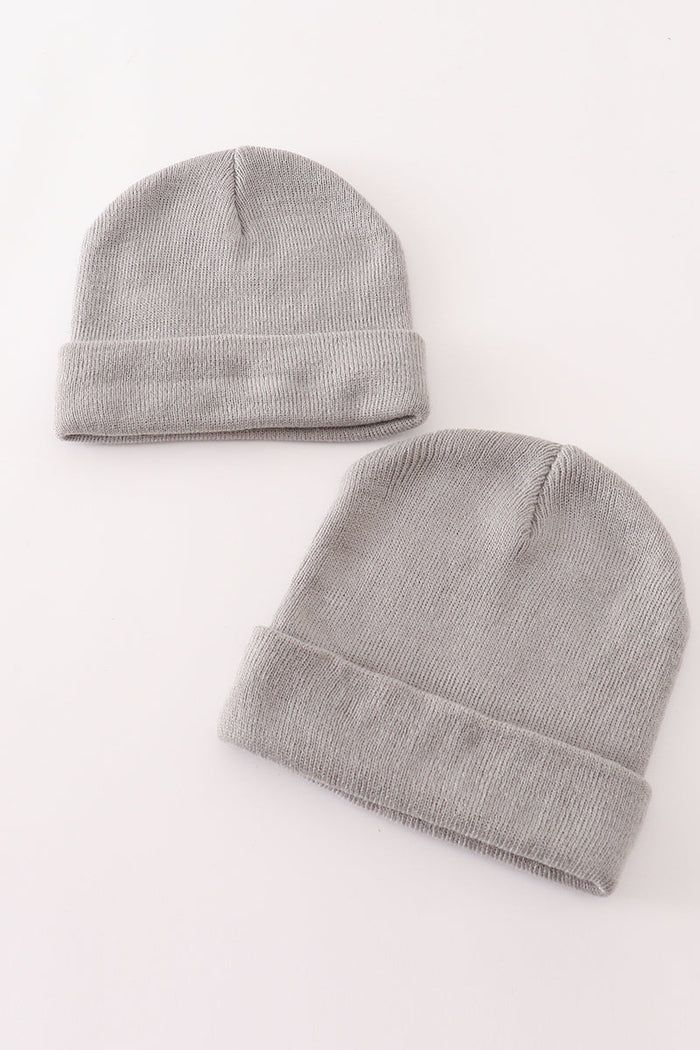 Grey Ribbed Basic Knit Beanie - Essential Southern Charm