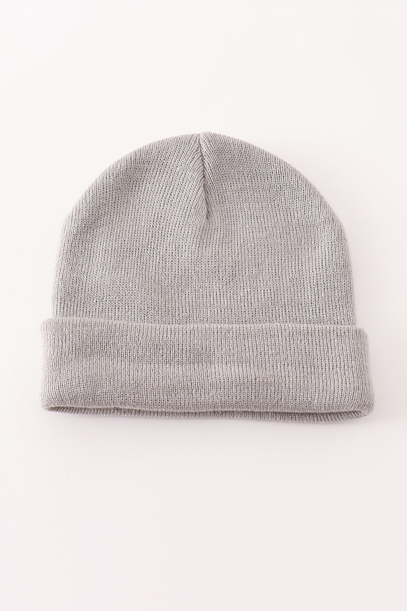 Grey Ribbed Basic Knit Beanie - Essential Southern Charm