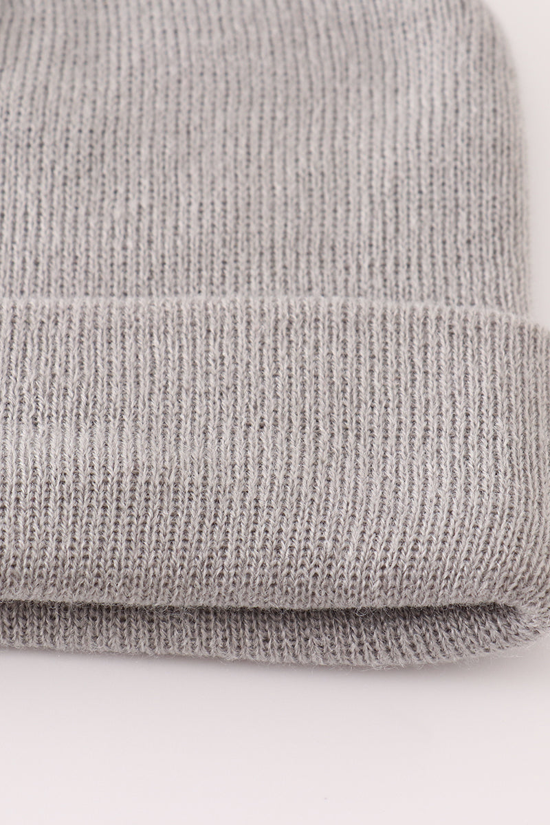 Grey Ribbed Basic Knit Beanie - Essential Southern Charm