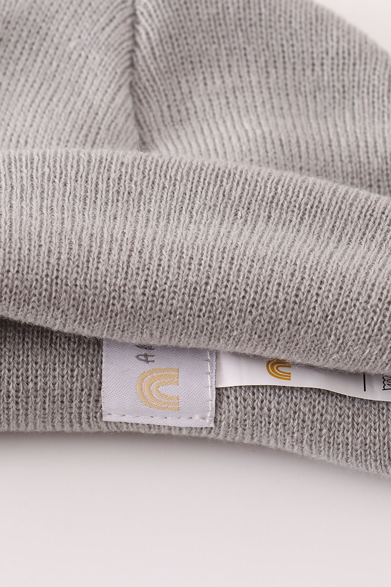 Grey Ribbed Basic Knit Beanie - Essential Southern Charm